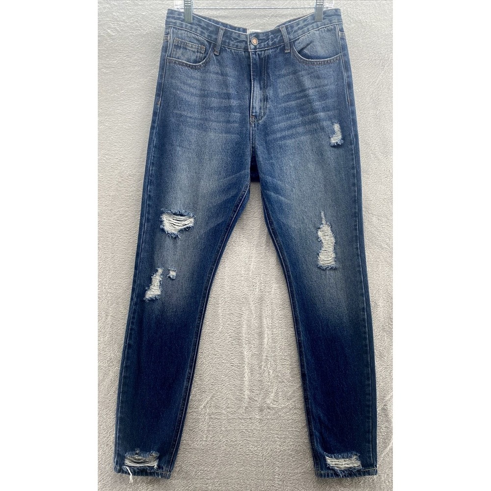 Twelve by Ontwelfth Jeans Womens 29 High Rise Straight Distressed Medium Wash